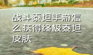 战斗泰坦手游怎么获得终极泰坦皮肤（手游麒麟刺魔神皮肤怎么获得）