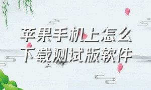 苹果手机上怎么下载测试版软件