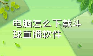 电脑怎么下载斗球直播软件