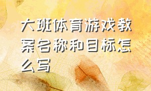 大班体育游戏教案名称和目标怎么写（大班体育游戏活动100个名称及目标）