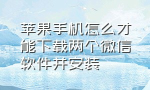 苹果手机怎么才能下载两个微信软件并安装（苹果手机怎么正规下载两个微信）