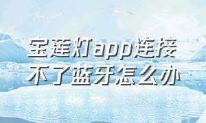 宝莲灯app连接不了蓝牙怎么办