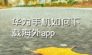 华为手机如何下载海外app