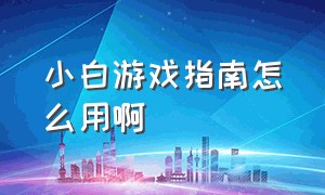 小白游戏指南怎么用啊