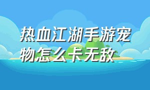 热血江湖手游宠物怎么卡无敌