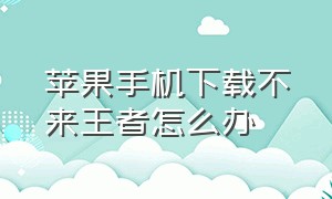 苹果手机下载不来王者怎么办