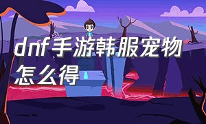 dnf手游韩服宠物怎么得（dnf手游韩服宠物怎么得到的）