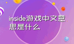 inside游戏中文意思是什么