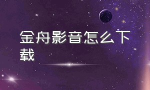 金舟影音怎么下载