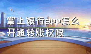 掌上银行app怎么开通转账权限（掌上银行app怎么开通转账权限设置）