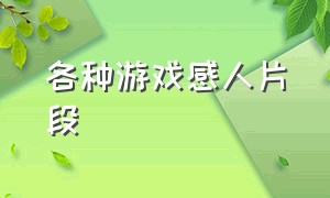 各种游戏感人片段（感人的游戏瞬间30分钟）