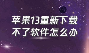 苹果13重新下载不了软件怎么办（苹果13买回来为什么下载不了软件）