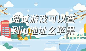 通过游戏可以查到ip地址么苹果