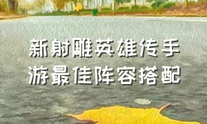 新射雕英雄传手游最佳阵容搭配