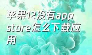 苹果12没有app store怎么下载应用（苹果12手机为什么下载不了app）