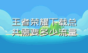 王者荣耀下载总共需要多少流量