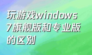 玩游戏windows7旗舰版和专业版的区别