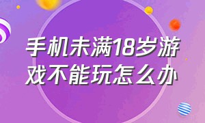 手机未满18岁游戏不能玩怎么办