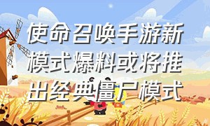 使命召唤手游新模式爆料或将推出经典僵尸模式