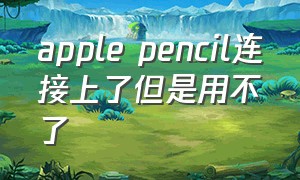 apple pencil连接上了但是用不了（apple pencil连接上了但是不能用）