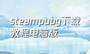 steampubg下载教程电脑版