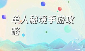 单人秘境手游攻略（单人秘境手游攻略视频）