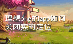 理想one的app如何关闭实时定位