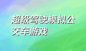 超级驾驶模拟公交车游戏（模拟公交车驾驶员游戏下载）