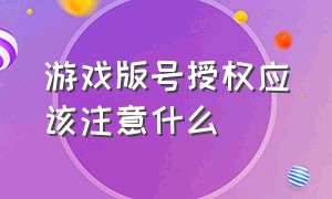 游戏版号授权应该注意什么（游戏版号授权）