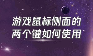 游戏鼠标侧面的两个键如何使用（鼠标侧边两个按键怎么在游戏里用）