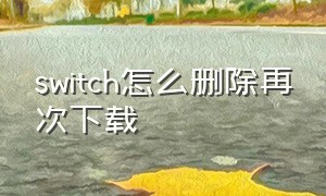 switch怎么删除再次下载