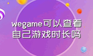 wegame可以查看自己游戏时长吗（wegame怎么查看之前游戏记录）