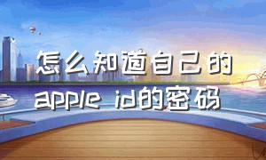 怎么知道自己的apple id的密码