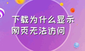 下载为什么显示网页无法访问