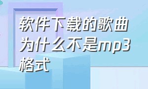 软件下载的歌曲为什么不是mp3格式（软件下载的歌曲为什么不是mp3格式的）