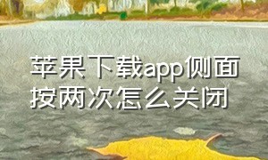 苹果下载app侧面按两次怎么关闭