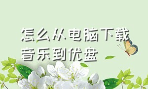 怎么从电脑下载音乐到优盘