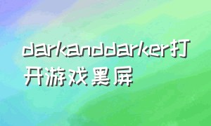 darkanddarker打开游戏黑屏
