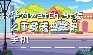 华为watch gt怎么下载表盘苹果手机