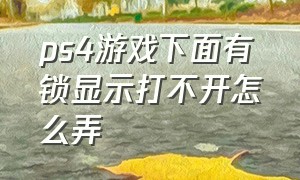 ps4游戏下面有锁显示打不开怎么弄