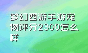 梦幻西游手游宠物评分2300怎么样