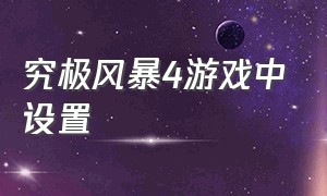 究极风暴4游戏中设置