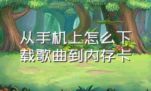 从手机上怎么下载歌曲到内存卡（怎么样从手机下载歌曲到内存卡上）