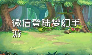 微信登陆梦幻手游