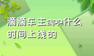 滴滴车主app什么时间上线的（滴滴车主app详细使用方法）