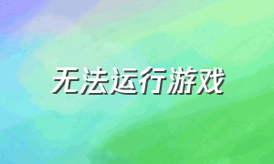 无法运行游戏（游戏能启动但是进不去）