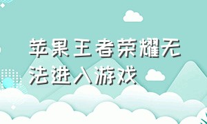 苹果王者荣耀无法进入游戏（苹果王者荣耀无法进入游戏界面）