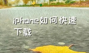 iphone如何快速下载