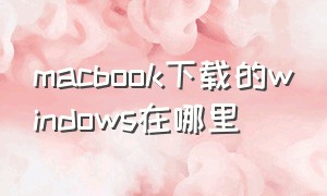 macbook下载的windows在哪里