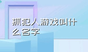 抓犯人游戏叫什么名字